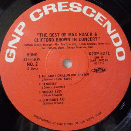 Clifford Brown And Max Roach : The Best Of Max Roach And Clifford Brown In Concert (LP, Album, RE)
