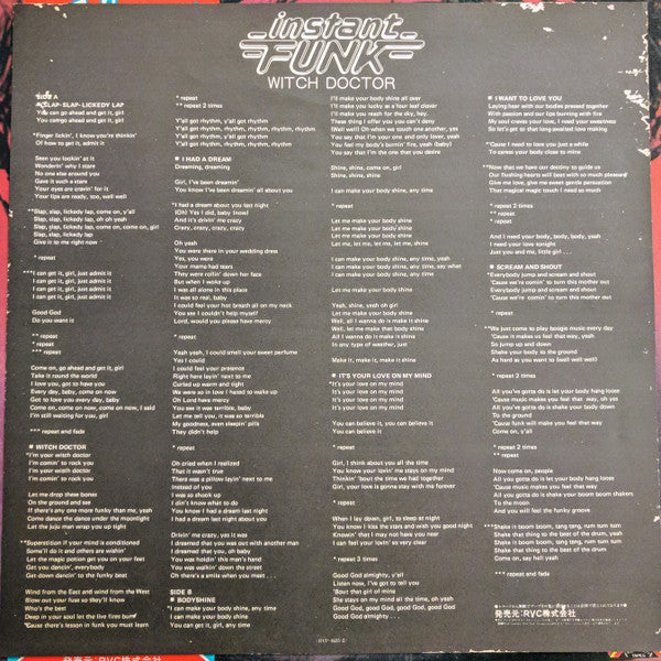 Instant Funk : Witch Doctor (LP, Album)