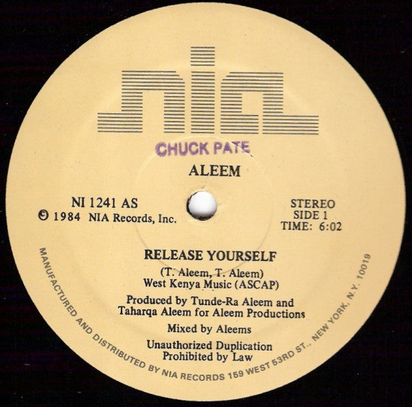 Aleem : Release Yourself (12")