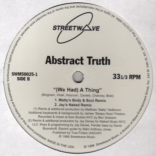 Abstract Truth : (We Had) A Thing (12")