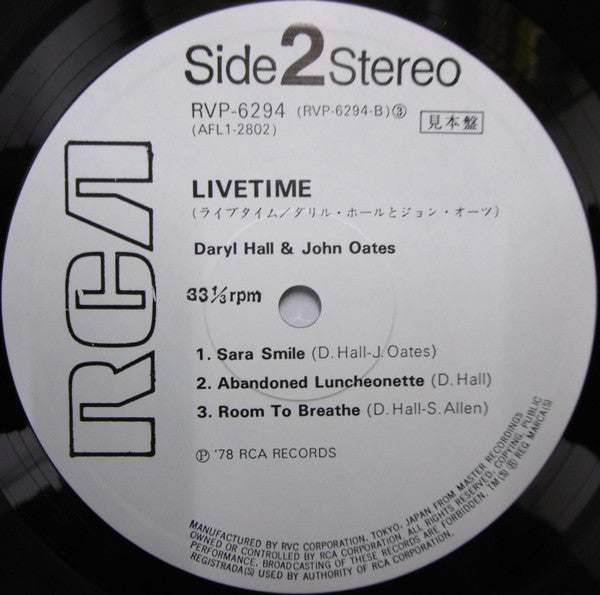 Daryl Hall & John Oates : Livetime (LP, Album, Promo)
