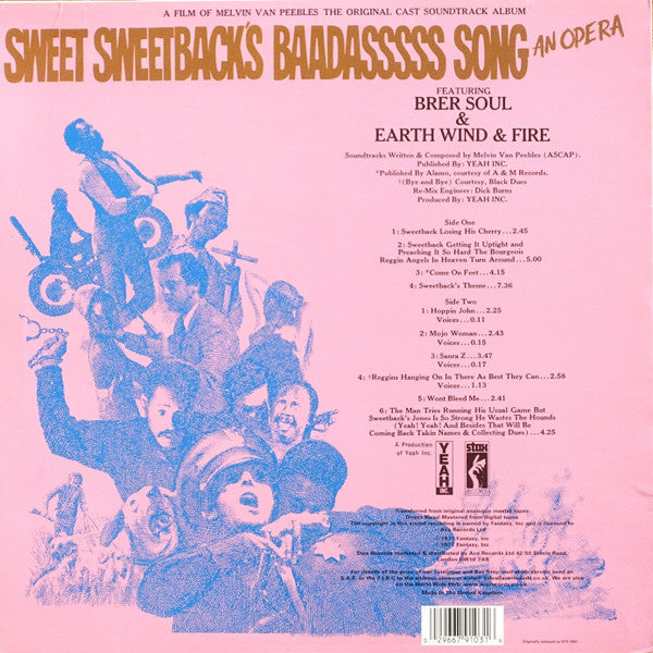 Melvin Van Peebles : Sweet Sweetback's Baadasssss Song (An Opera) (LP, Album, RE)