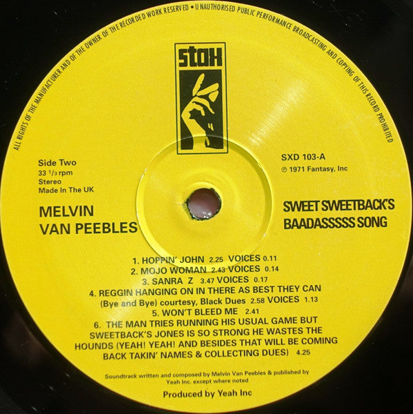 Melvin Van Peebles : Sweet Sweetback's Baadasssss Song (An Opera) (LP, Album, RE)