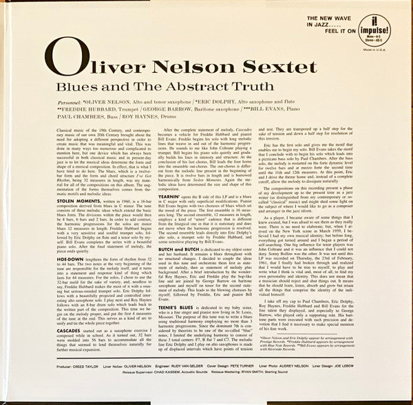 Oliver Nelson : The Blues And The Abstract Truth (LP, Album, RE, 180)