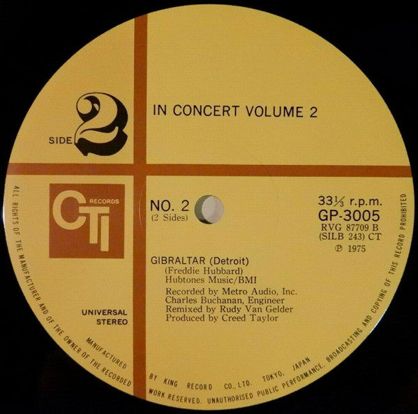 Herbie Hancock / Freddie Hubbard / Stanley Turrentine, Ron Carter, Jack DeJohnette, Eric Gale : In Concert, Volume 2 (LP, Album)