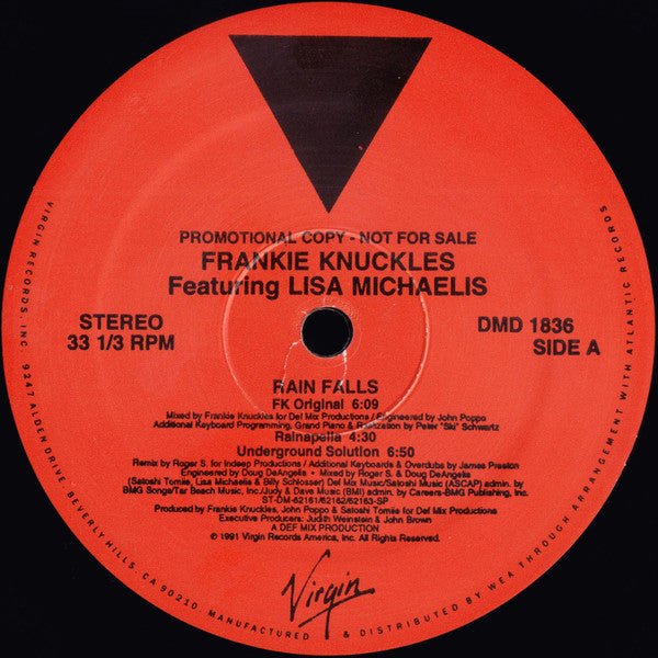 Frankie Knuckles Featuring Lisa Michaelis : Rain Falls (12", Promo)