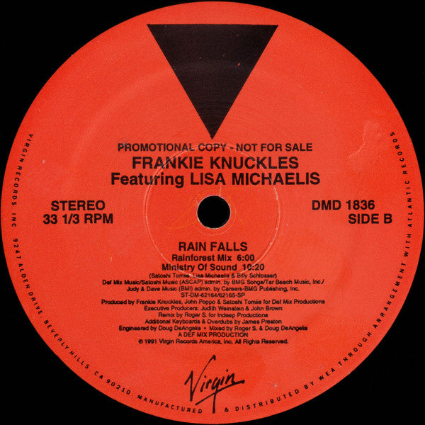 Frankie Knuckles Featuring Lisa Michaelis : Rain Falls (12", Promo)