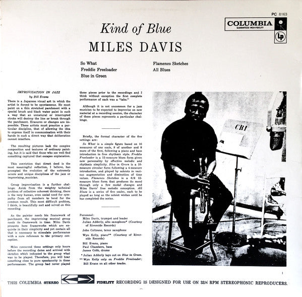 Miles Davis : Kind Of Blue (LP, Album, RE)