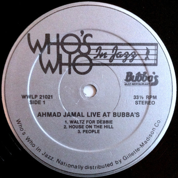 Ahmad Jamal : Live At Bubba's (LP, Album)