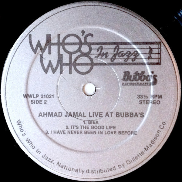 Ahmad Jamal : Live At Bubba's (LP, Album)