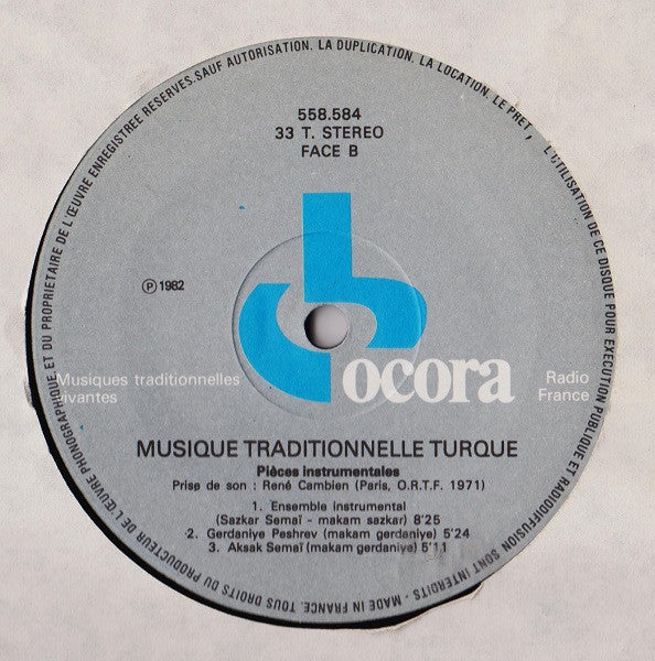 Various : Turquie Musique Traditionnelle - Pièces Instrumentales (LP, RE, Gat)