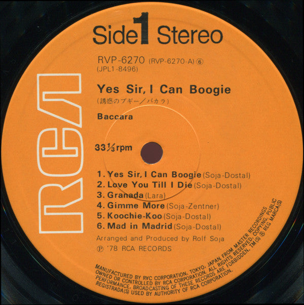 Baccara : Yes Sir, I Can Boogie (LP, Album)