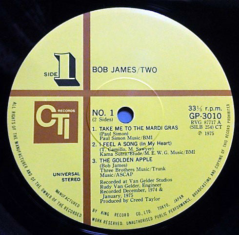 Bob James : Two (LP, Album, Gat)