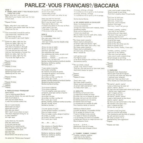 Baccara : Parlez-Vous Français? (LP, Album)