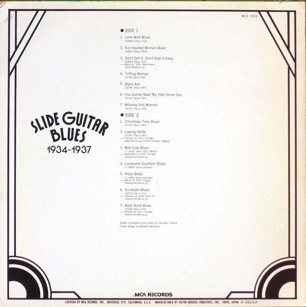 Various : Slide Guitar Blues 1934-1937 (LP, Comp, Mono)
