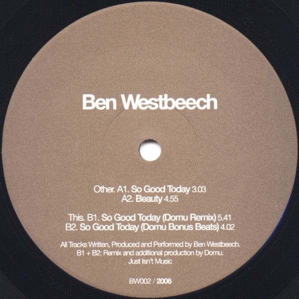 Ben Westbeech : So Good Today (12")