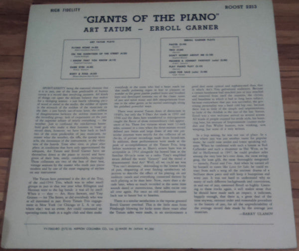 Art Tatum, Erroll Garner : Giants Of The Piano (LP, Album, Mono, Ltd, RE)