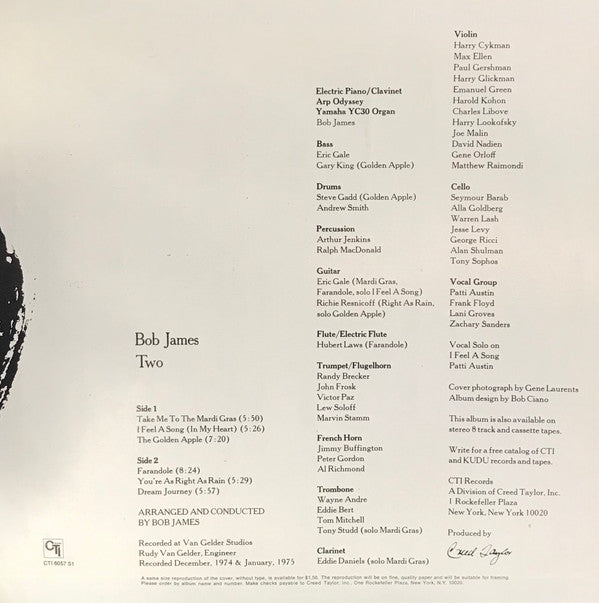 Bob James : Two (LP, Album, Gat)