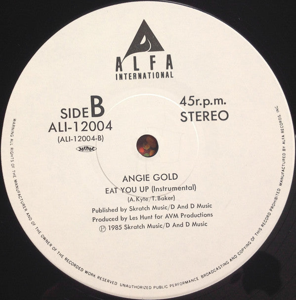 Angie Gold = Angie Gold : Eat You Up = 素敵なハイエナジー・ボーイ (12", Single)