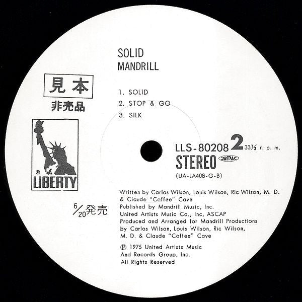 Mandrill : Solid (LP, Album, Promo)