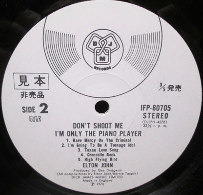 Elton John : Don't Shoot Me I'm Only The Piano Player (LP, Album, Promo)