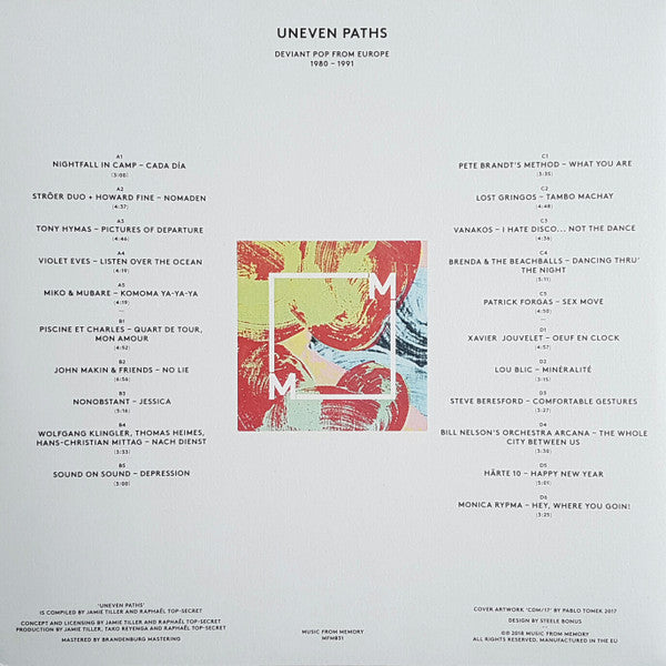 Various : Uneven Paths (Deviant Pop From Europe 1980-1991) (2xLP, Comp, RM)