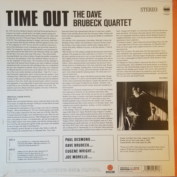 The Dave Brubeck Quartet : Time Out (LP, Album, Ltd, RE, Ora)