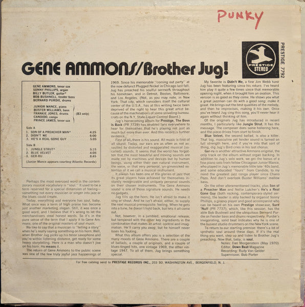 Gene Ammons : Brother Jug! (LP, Album, Pur)