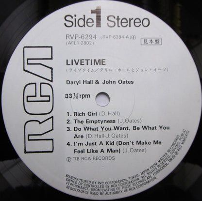 Daryl Hall & John Oates : Livetime (LP, Album, Promo)