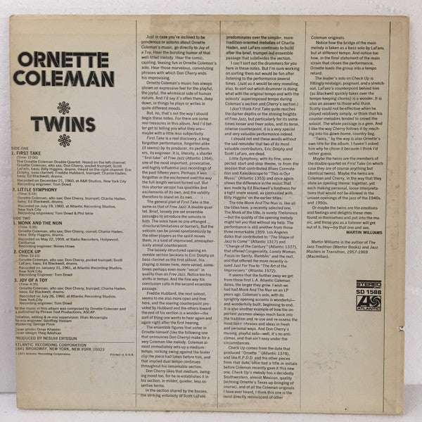 Ornette Coleman : Twins (LP, Album, RE, PR )