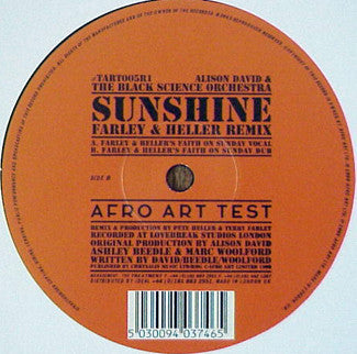 Alison David & Black Science Orchestra : Sunshine (Farley & Heller Remix) (12")