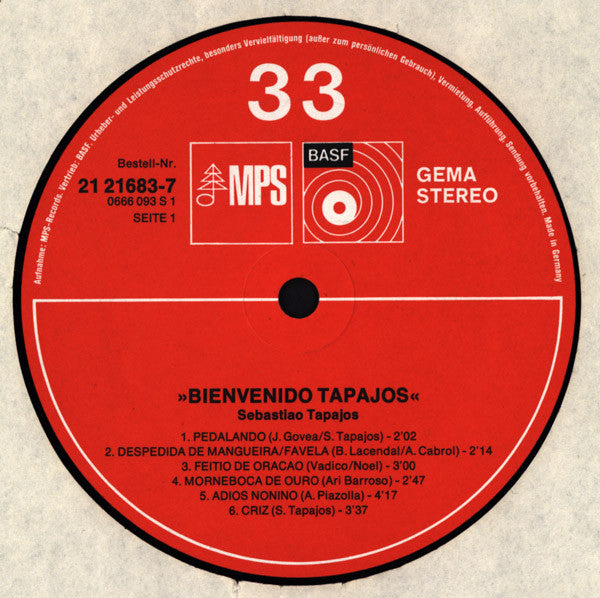 Sebastião Tapajós : Bienvenido Tapajos (LP, Album, Gat)