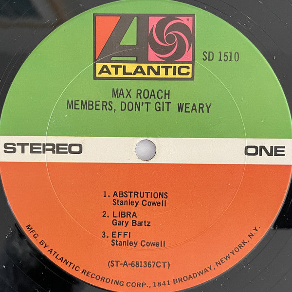 Max Roach : Members, Don't Git Weary (LP, Album, CT)