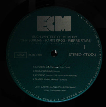 John Surman, Karin Krog, Pierre Favre : Such Winters Of Memory (LP, Album)
