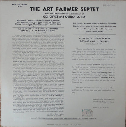 The Art Farmer Septet : The Art Farmer Septet (Plays The Arrangements Of Gigi Gryce And Quincy Jones) (LP, Comp, RE)