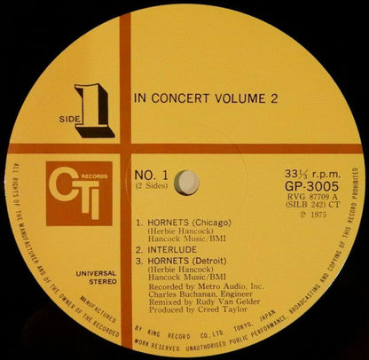 Herbie Hancock / Freddie Hubbard / Stanley Turrentine, Ron Carter, Jack DeJohnette, Eric Gale : In Concert, Volume 2 (LP, Album)