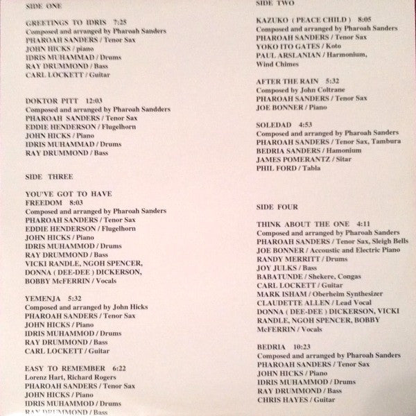 Pharoah Sanders : Journey To The One (2xLP, Album, RE)