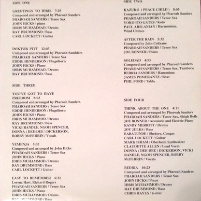 Pharoah Sanders : Journey To The One (2xLP, Album, RE)