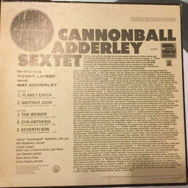 Cannonball Adderley Sextet : Planet Earth (LP, Comp)