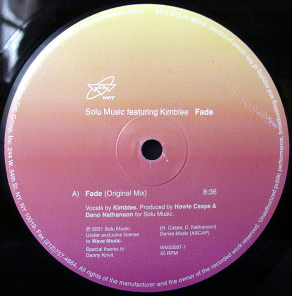 Solu Music Featuring Kimblee : Fade (12")