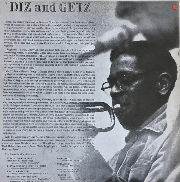Diz* And Getz* : Diz And Getz (LP, Album, Mono, RE)