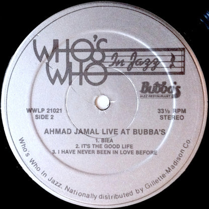 Ahmad Jamal : Live At Bubba's (LP, Album)