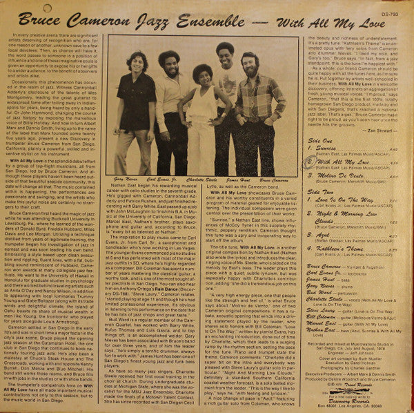 Bruce Cameron Jazz Ensemble : With All My Love (LP, Album)