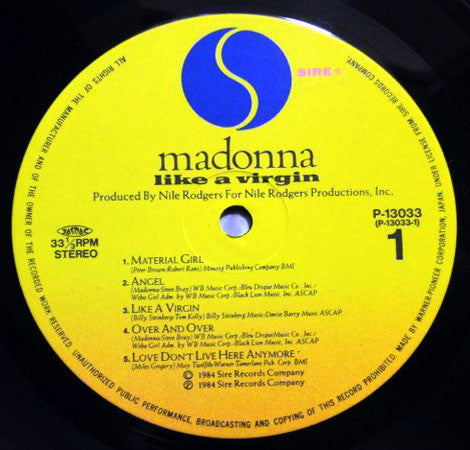 Madonna : Like A Virgin (LP, Album, RE)