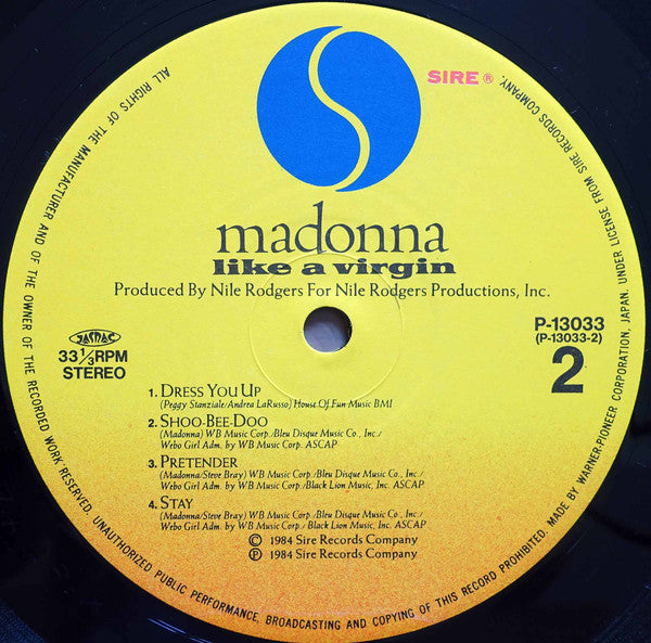 Madonna : Like A Virgin (LP, Album, RE)