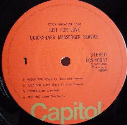 Quicksilver Messenger Service : Just For Love (LP, Album, RE)