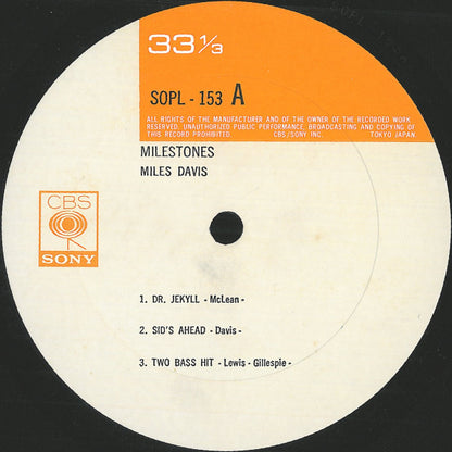 Miles Davis : Milestones (LP, Album, Mono, RE)