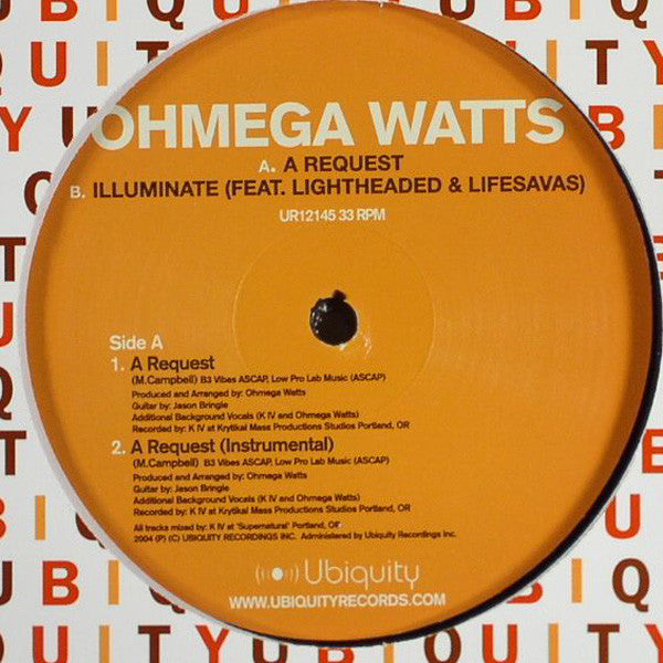 Ohmega Watts : A Request / Illuminate (12")