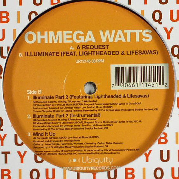 Ohmega Watts : A Request / Illuminate (12")