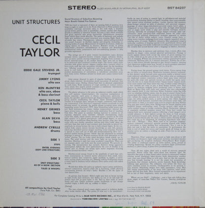 Cecil Taylor : Unit Structures (LP, Album, RE)